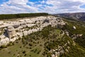 Stone sphinxes in the city of Bakhchisarai, Crimea. Aerial view