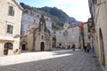 Stone square in Montenegro, historical buildings and aesthetics Royalty Free Stock Photo