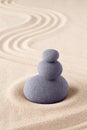 Stone stack, Japanese zen sand garden with pile of rocks Royalty Free Stock Photo
