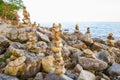 Stone stacked on rock beach at Laem Hua Mong - Kho Kwang Viewpoint in Thailand Royalty Free Stock Photo