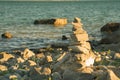 Stone stacked stability river side Royalty Free Stock Photo