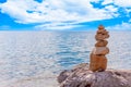 Stone stacking on the coast