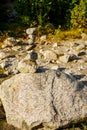 Stone stacking with rocks in nature