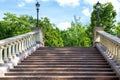 Stone staircase with balustrade and marble steps. Royalty Free Stock Photo