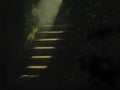 stone staircase, dim light, dark background, mysterious atmosphere, shadowy path Royalty Free Stock Photo