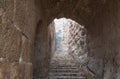 Stone staircase leading to Ajloun Castle, also known as Qalat ar-Rabad, is a 12th-century Muslim castle situated in northwestern J