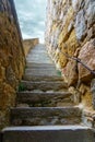 Stone staircase leading to the medieval wall of the old town of Avila, Royalty Free Stock Photo