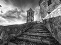 Stone staircase in the monastery of Sacro Monte of Varese Royalty Free Stock Photo