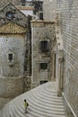 Stone staircases in front of church portal in dubrovnik, croatia