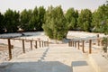 Stone stairs in the beautiful green qatar garden Royalty Free Stock Photo