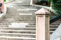 Stone stairs in the city with metal railing Royalty Free Stock Photo