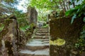Stone stairs covered moss in Capuchin monastery in Sintra, Portugal Royalty Free Stock Photo