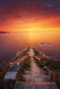 stone stairs down to sea