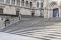 Stone stairs entrance to cathedral in square, plaza praterias,Santiago de Compostela,Spain.