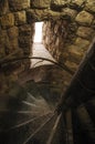 Stone stairs inside tower of the Gravensteen Castle at Ghent. Royalty Free Stock Photo