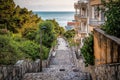 Stone stairs leading down to the sea. Ancient stone steps in Budva Royalty Free Stock Photo