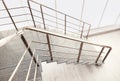 Stone stairs with metal railing indoors Royalty Free Stock Photo