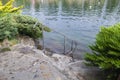 Stone stairs into a natural mountain pool