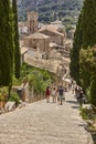 Stone stairs in Pollensa, calvary. Traditional Mallorca village. Spain