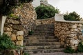 Stone stairs in st pauls bay with tree