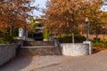 Stone stairs to parking deck in Piedmont Park, Atlanta, USA Royalty Free Stock Photo