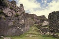 Stone Stairs to the ruins of Machu Picchu, Peru.