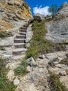 Stone stairs in tourist trail. Isalo National Park in the Ihorombe Region, Madagascar Royalty Free Stock Photo