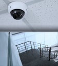 Stone stairs under CCTV camera surveillance Royalty Free Stock Photo