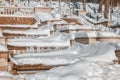 Stone stairs covered by snow Royalty Free Stock Photo