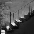 Stone stairway with cast iron banisters