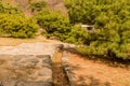 Stone stairway down mountainside Royalty Free Stock Photo