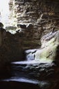 Stone stairway in a ruined medieval castle Royalty Free Stock Photo