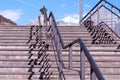 Stone stairways going up downtown in Broto, Huesca, Spain. Conceptual for journey, trip, growth and achievement Royalty Free Stock Photo