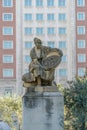 Stone statue of Aldonza Lorenzo (Dulcinea del Toboso) from Monument to Miguel de Cervantes Saavedra in Plaza de EspaÃÂ±a, Madrid, S