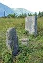 The stone statue of a balbal on the grave of an ancient warrior, 2-8 century AD Royalty Free Stock Photo