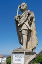 stone statue depicting D. Afonso II the fat man belonging to the episcopal garden of the city of Castelo Branco.