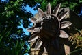 Stone statue of feathered serpent Quetzalcoatl deity worshiped in Teotihuacan Royalty Free Stock Photo