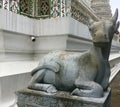 Stone Statue of a Goat at Wat Arun - Temple of Dawn Royalty Free Stock Photo