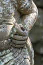 Stone statue hand, the sign of nothing you will not get. Negative value. Stone fig. Traditional stone statue in Ubud, island Bali