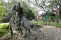 Stone statue of laozi riding bull on qingyuanshan mountain, adobe rgb