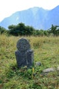 The stone statue of a balbal on the grave of an ancient warrior, 2-8 century AD