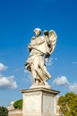 Stone statues of angels and apostles Eliyev on the bridge over the River Tiber leading to Castel Sant'Angelo in Rome, capital of I Royalty Free Stock Photo