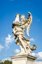 Stone statues of angels and apostles Eliyev on the bridge over the River Tiber leading to Castel Sant'Angelo in Rome, capital of I Royalty Free Stock Photo