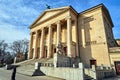 stone statues and classicist facade of an Opera building Royalty Free Stock Photo