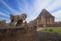 Stone statues of gallant, galloping horses at 13th CE Sun Temple in Konark, Odisha