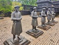 Stone statues in real people`s size at Imperial Khai Dinh Tomb in Hue, Vietnam Royalty Free Stock Photo