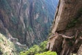 Stone Steep Steps . Treking walking hking Huangshan Mountain. An Royalty Free Stock Photo