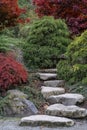 Stone steps climbing into Japanese garden Royalty Free Stock Photo