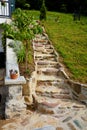 Stone steps made of river stones and rocks