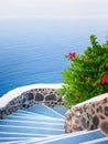 Stone steps, road to sea. Santorini island view. Greece Royalty Free Stock Photo